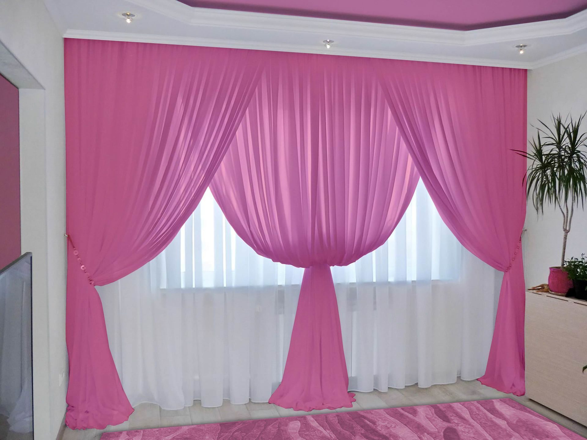пошив штор розовый зал фабрика
